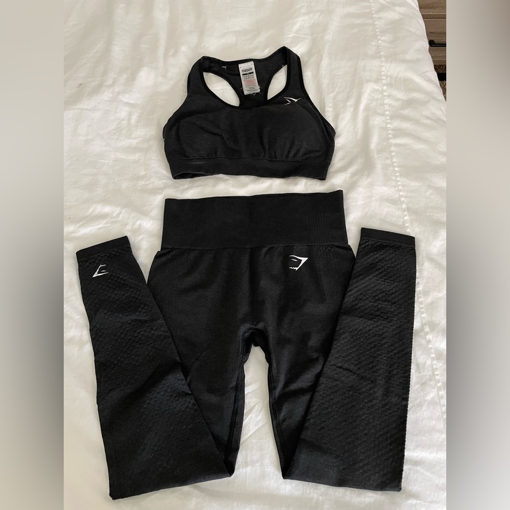 Gymshark black workout set size small vital seamless